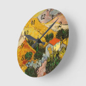 Landschaft mit Haus und PloughmaVincent van Gogh Runde Wanduhr (Winkel)
