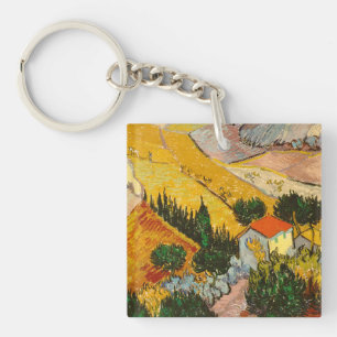 Landschaft mit Haus und PloughmaVincent van Gogh Schlüsselanhänger
