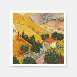 Landschaft mit Haus und PloughmaVincent van Gogh Serviette
