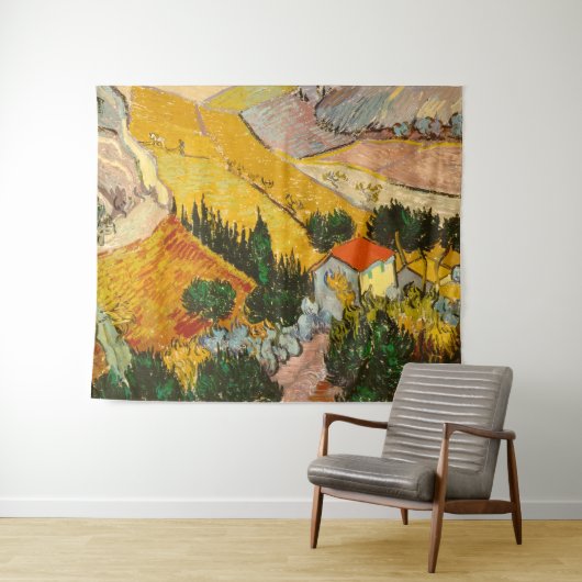 Landschaft mit Haus und PloughmaVincent van Gogh Wandteppich (Beispiel (Horizontal))