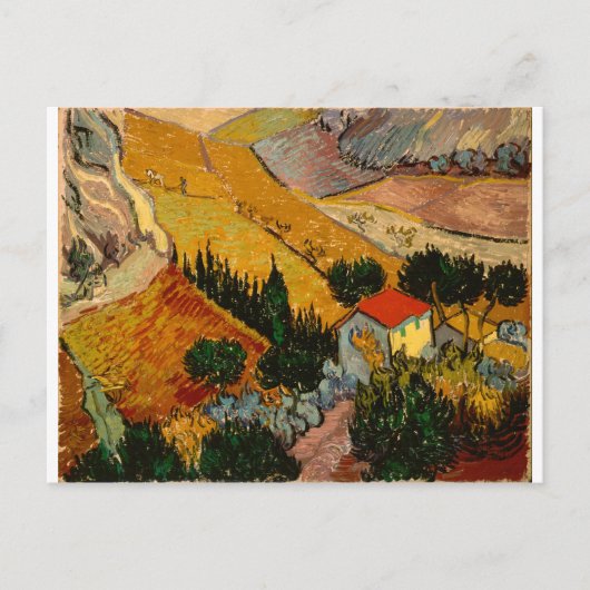 Landschaft mit House & Plowman, Vincent Van Gogh Postkarte (Vorderseite)