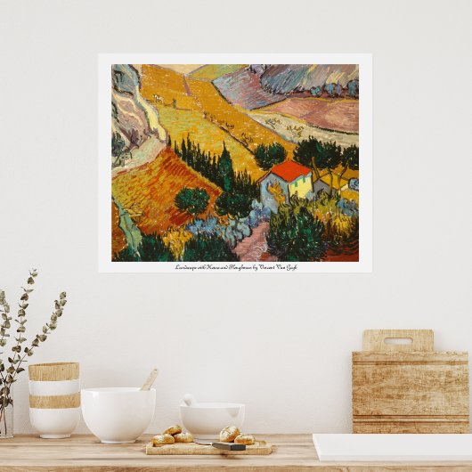 Landschaft mit House und Plowman Vincent VanGogh Poster (Küche)