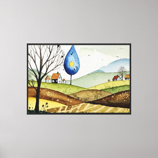 Landschaft mit Hügeln und kleinen Häusern Leinwanddruck