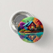 Landschaft mit Hütte und See-38566 Button (Vorne & Hinten)
