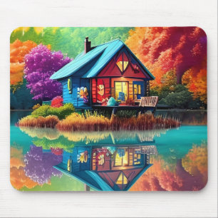 Landschaft mit Hütte und See-38566 Mousepad