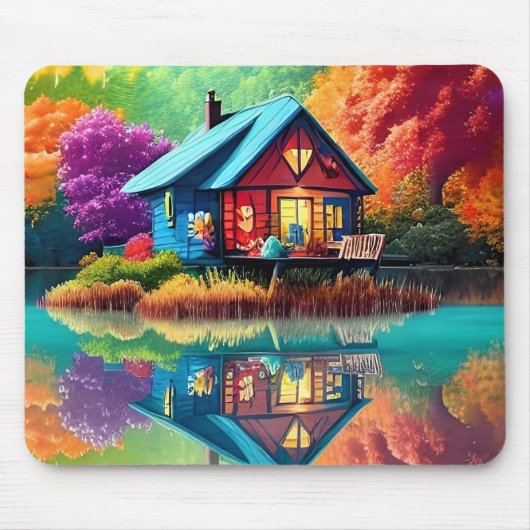 Landschaft mit Hütte und See-38566 Mousepad (Vorne)