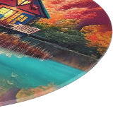 Landschaft mit Hütte und See-38566 Schneidebrett (Ecke)