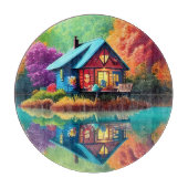 Landschaft mit Hütte und See-38566 Schneidebrett (Vorderseite)