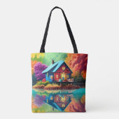 Landschaft mit Hütte und See-38566 Tasche (Rückseite)