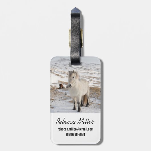 Landschaft mit isländischen Pferden Gepäckanhänger (Rückseite vertikal)