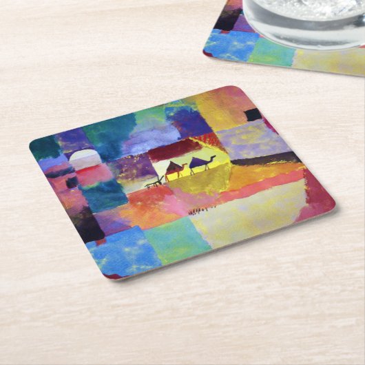 Landschaft mit Kamelen, Paul Klee Rechteckiger Pappuntersetzer (angewinkelt)