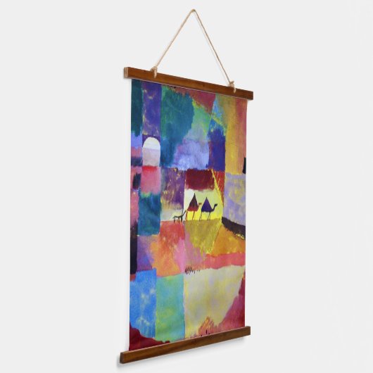 Landschaft mit Kamelen, Paul Klee Wandteppich Mit Holzrahmen (Gewinkelt)