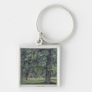Landschaft mit Kastanienbaum im Vordergrund Schlüsselanhänger