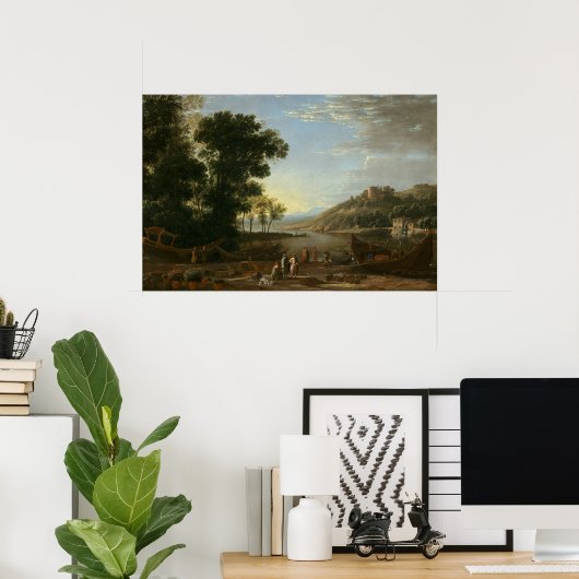 Landschaft mit Kaufleuten - Claude Lorrain Kunstvo Poster (Heimbüro)
