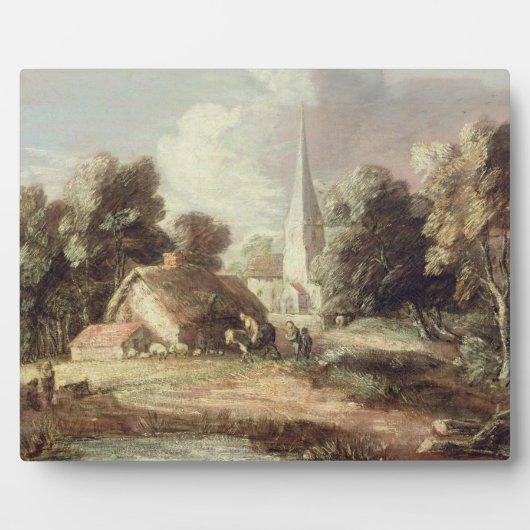 Landschaft mit Kirche, Hütte, Dörfern und An Fotoplatte (Vorderseite)