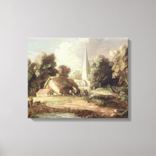 Landschaft mit Kirche, Hütte, Dörfern und An Leinwanddruck