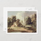 Landschaft mit Kirche, Hütte, Dörfern und An Postkarte (Vorne/Hinten)