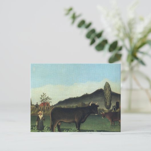 Landschaft mit Kuh von Henri Rousseau Postkarte (Stehend Vorderseite)