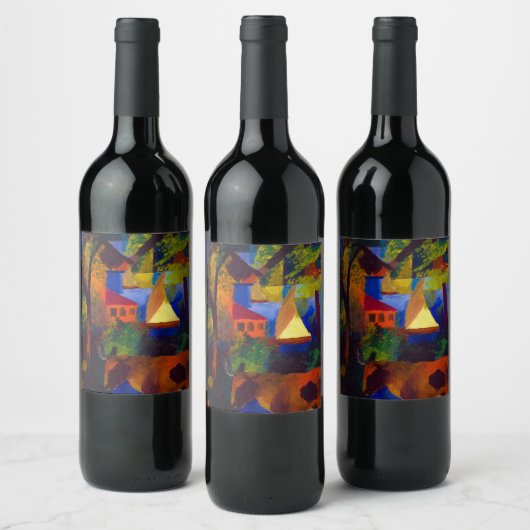 Landschaft mit Kühen, 1914 von August Macke Weinetikett (Flaschen)