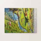 Landschaft mit Kühen und Bach Fantasy-Gemälde Puzzle (Horizontal)