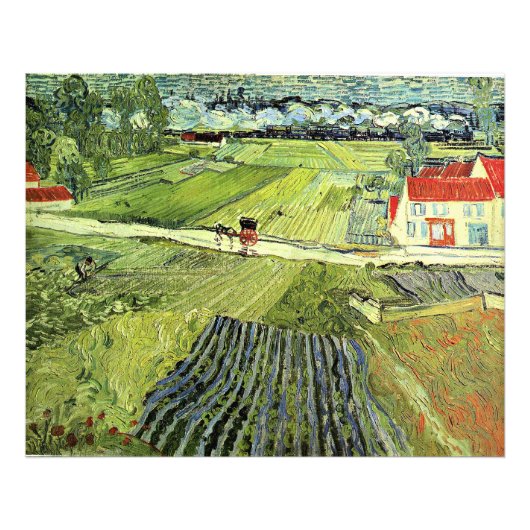 Landschaft mit Kutsche und Zug Fotodruck (Vorne)