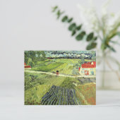 Landschaft mit Kutsche und Zug Postkarte (Stehend Vorderseite)