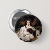 Landschaft mit Mädchen und Hund Button (Vorne & Hinten)