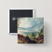 Landschaft mit Meer und Bergen (Öl auf Leinwand) Button (Vorne & Hinten)