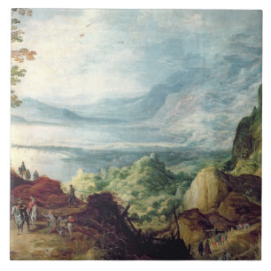 Landschaft mit Meer und Bergen (Öl auf Leinwand) Fliese
