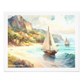 Landschaft mit Meer und Segelschiffen Fotodruck