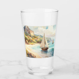 Landschaft mit Meer und Segelschiffen Glas