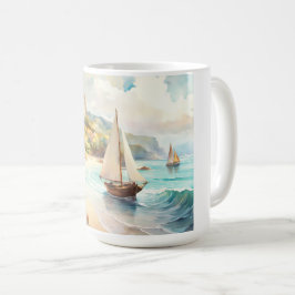 Landschaft mit Meer und Segelschiffen Kaffeetasse