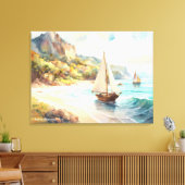 Landschaft mit Meer und Segelschiffen Leinwanddruck (Insitu (Wohnzimmer))