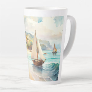Landschaft mit Meer und Segelschiffen Milchtasse