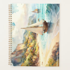 Landschaft mit Meer und Segelschiffen Planer