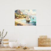 Landschaft mit Meer und Segelschiffen Poster (Küche)