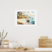 Landschaft mit Meer und Segelschiffen Poster (Küche)