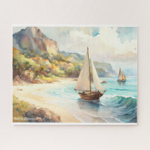 Landschaft mit Meer und Segelschiffen Puzzle
