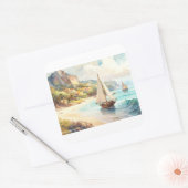 Landschaft mit Meer und Segelschiffen Quadratischer Aufkleber (Umschlag)