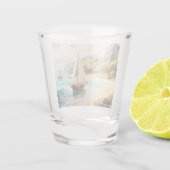 Landschaft mit Meer und Segelschiffen Schnapsglas (Rückseite)