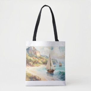 Landschaft mit Meer und Segelschiffen Tasche