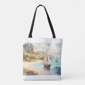 Landschaft mit Meer und Segelschiffen Tasche (Rückseite)