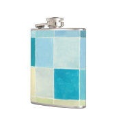 Landschaft mit mehrfarbigen, pixeligen Quadraten Flachmann (Links)