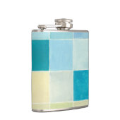 Landschaft mit mehrfarbigen, pixeligen Quadraten Flachmann (Rechts)