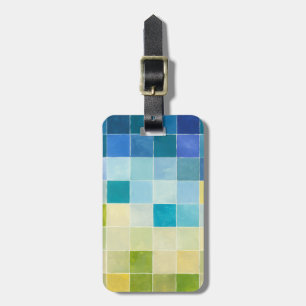 Landschaft mit mehrfarbigen, pixeligen Quadraten Gepäckanhänger