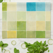 Landschaft mit mehrfarbigen, pixeligen Quadraten Küchentuch (Gefaltet)