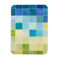 Landschaft mit mehrfarbigen, pixeligen Quadraten