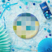 Landschaft mit mehrfarbigen, pixeligen Quadraten Pappteller (Party)