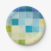 Landschaft mit mehrfarbigen, pixeligen Quadraten Pappteller (Vorderseite)