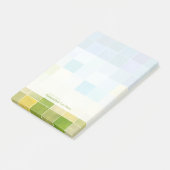 Landschaft mit mehrfarbigen, pixeligen Quadraten Post-it Klebezettel (angewinkelt)
